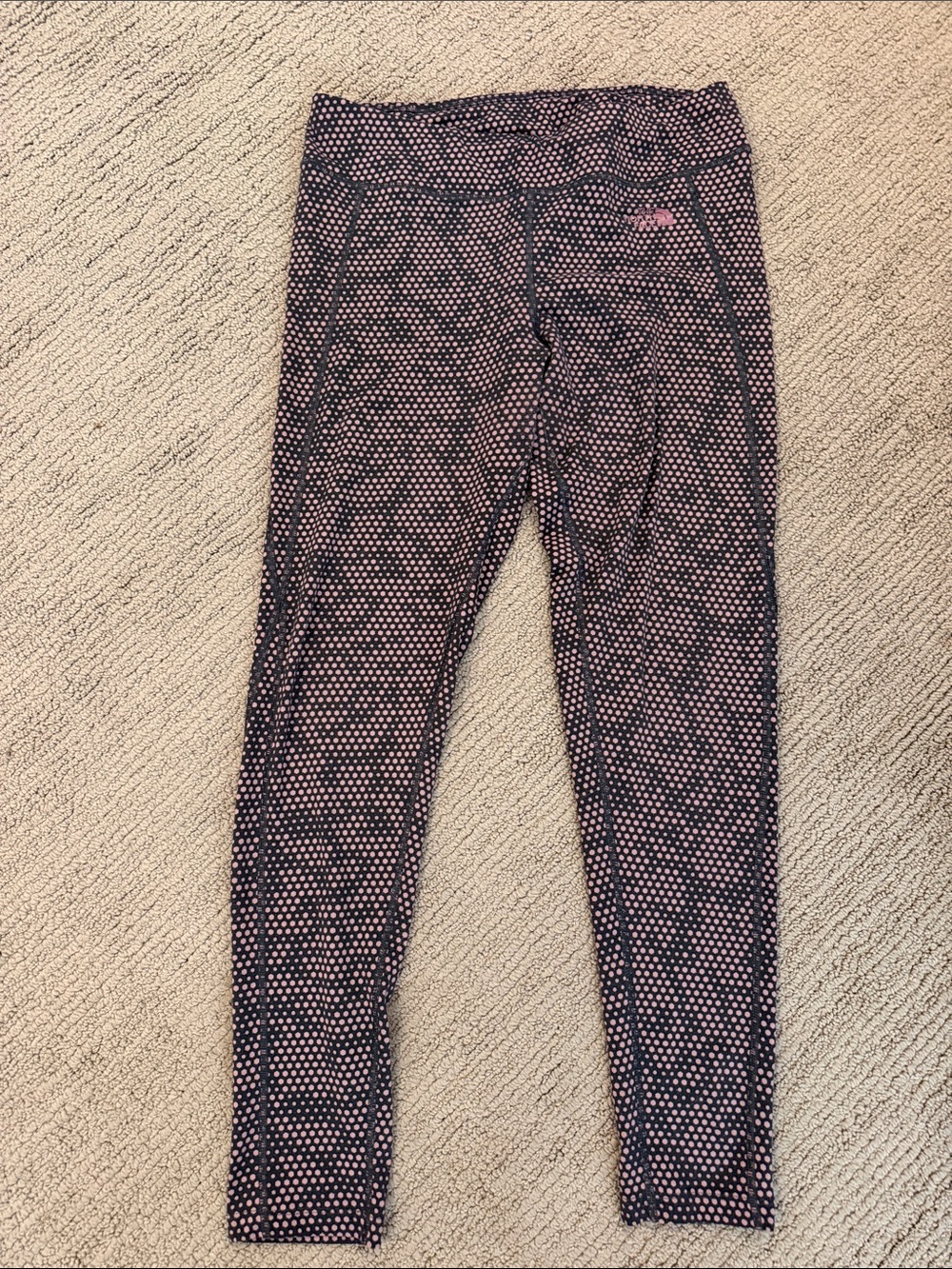 The North Face Black Leggings with Pink Dot Pattern